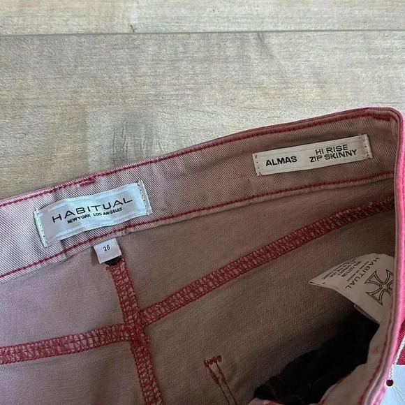 NWT Habitual Almas Hi Rise Ankle Zip Skinny Jeans Acid Red Sz 26 - Picture 5 of 10